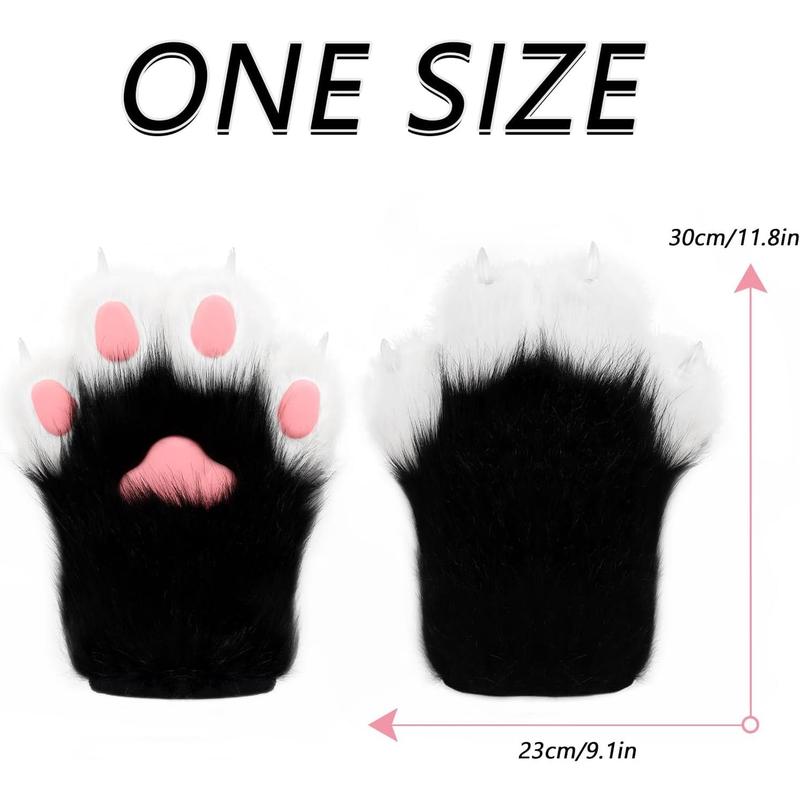 Faux  Plush Furry  Claw Gloves Fursuit  Fox Paws Mittens Halloween  Costume Accessories for Adult