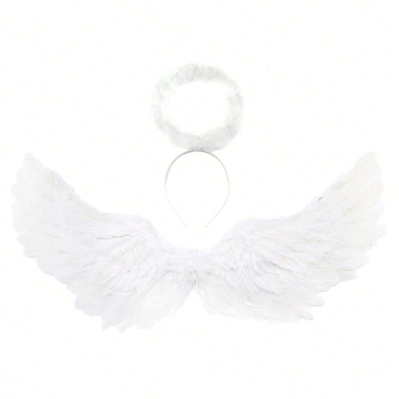 2pcs Set Angel & Devil Feather Wings Headband Party Costume Props For Carnival, Festival, Masquerade halloween