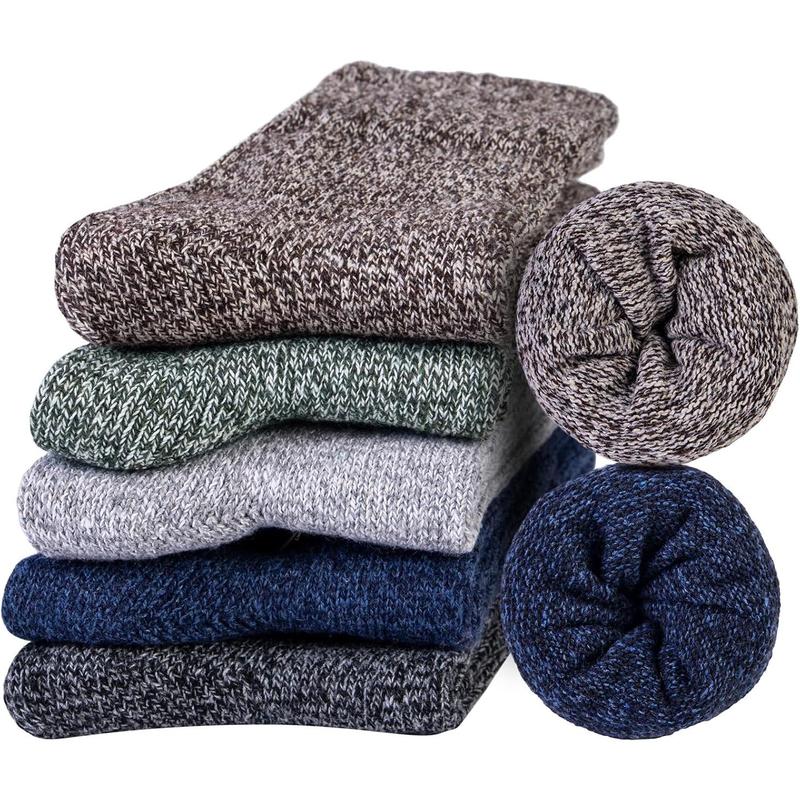 5 Pairs Wool Socks for Women Winter Warm Socks Thick Knit Cabin Crew Soft Boot Socks Gifts Comfort Cotton Womenswear Cute