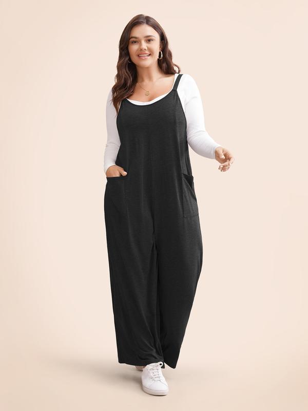 BloomChic Supersoft Essentials Solid Patched Pocket Overall Cami Jumpsuit