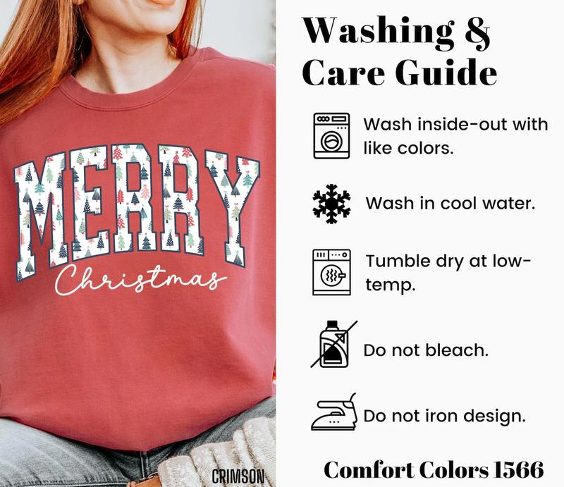 Comfort Colors, Merry Christmas Sweatshirt Comfort Colors Christmas Crewneck Women Holiday Sweatshirt Cute Xmas Sweater Cozy Winter Oversized Sweatshirt