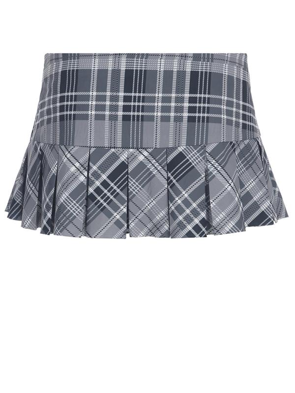 Women's Plaid Print Pleated Skirt, Casual Fashion Mini Skirt for Daily Outdoor Wear, Women's Bottoms for Fall & Winter