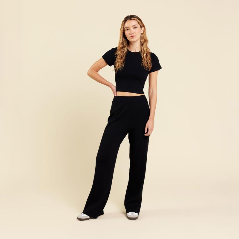 Ribbed Sweater Wide Leg Pant