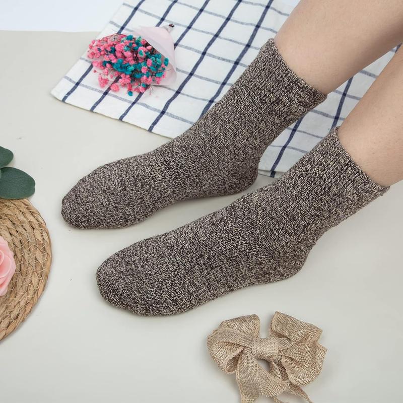 5 Pairs Wool Socks for Women Winter Warm Socks Thick Knit Cabin Crew Soft Boot Socks Gifts Comfort Cotton Womenswear Cute