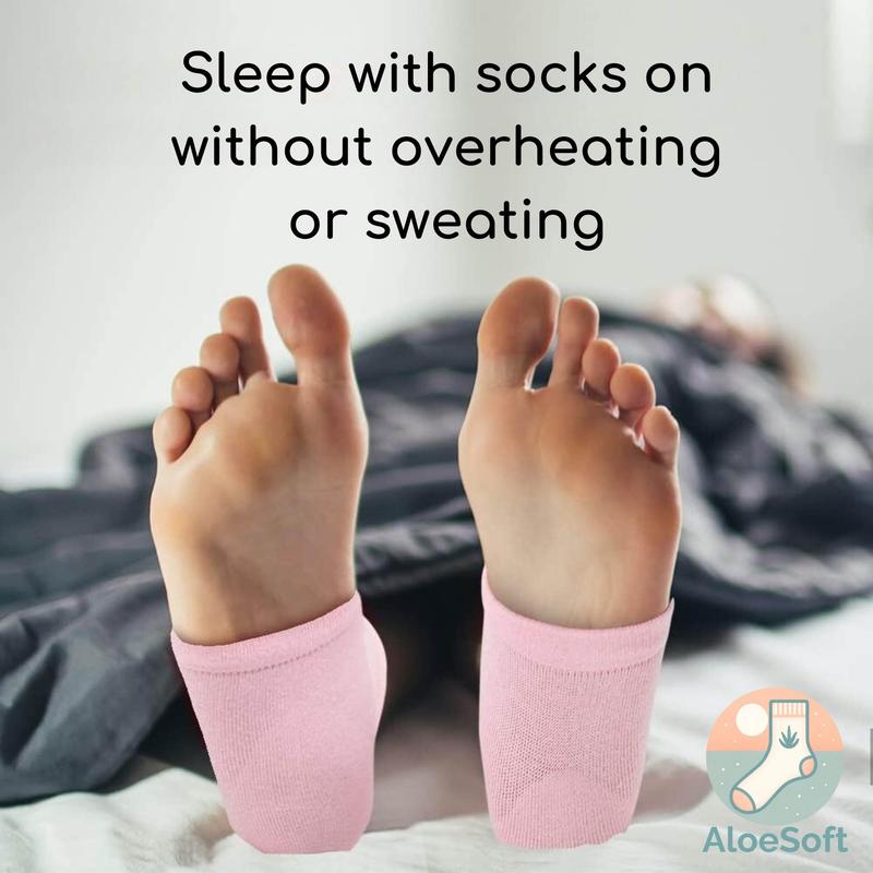 AloeSoft Moisturizing Aloe Heel Socks - Ideal for Hydrating Dry Cracked Feet - Overnight Foot Care - Womenswear Everyday - Underwear Minimalist