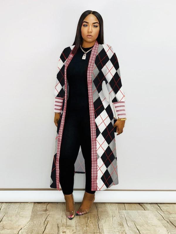 Women's Leopard & Zebra Stripe Print Open Front Long Coat, Casual Long Sleeve Outerwear for Spring & Fall,  Coats for Women, Ladies Clothes for Daily Wear