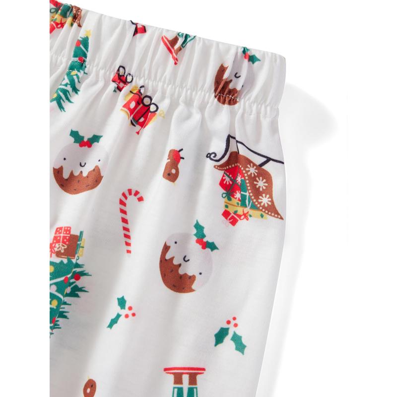 Christmas Pajamas for Family Long Sleeve Cartoon Print Tops + Pants Set Holiday Sleepwear