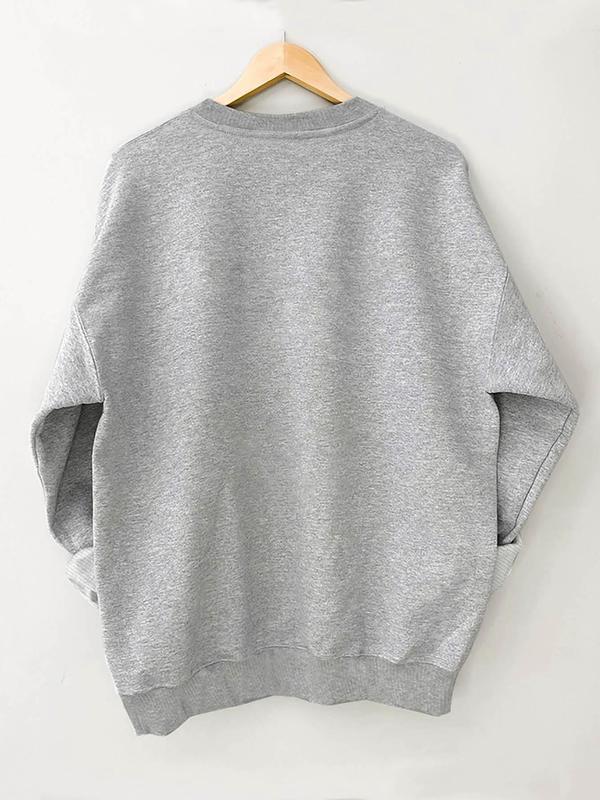 Women's Letter Print Drop Shoulder Sweatshirt, Casual Long Sleeve Round Neck Pullover for Spring & Fall, Ladies Clothes for Daily Wear