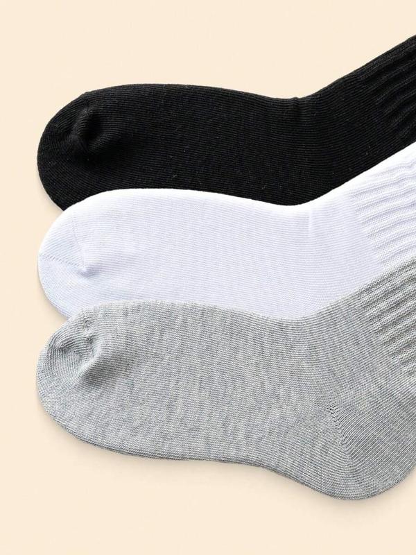 Women's Solid Color Crew Socks, Casual Comfy Breathable Socks for Daily Wear, Women's Socks for All Seasons