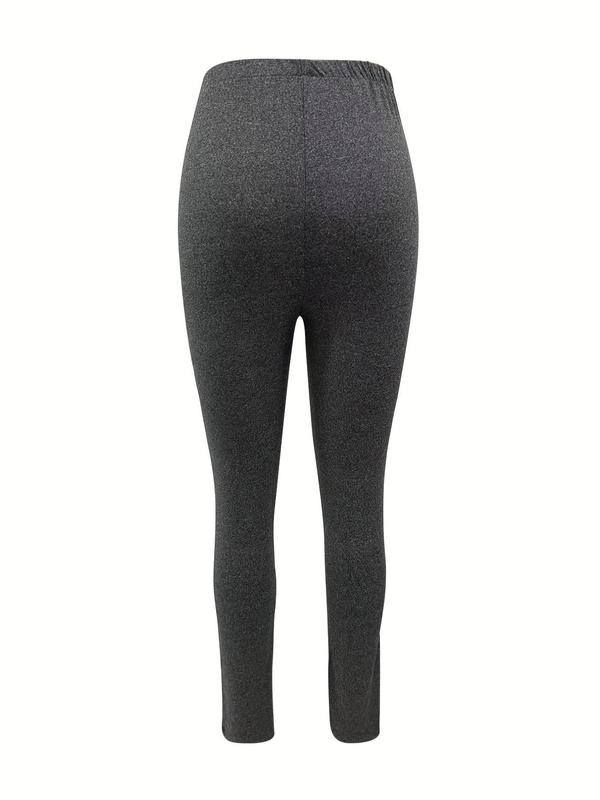 Women's Plain Fake Buttons High Waist Vintage Leggings, Casual Comfy Skinny Pants for Daily Wear, Women's Bottoms for Fall