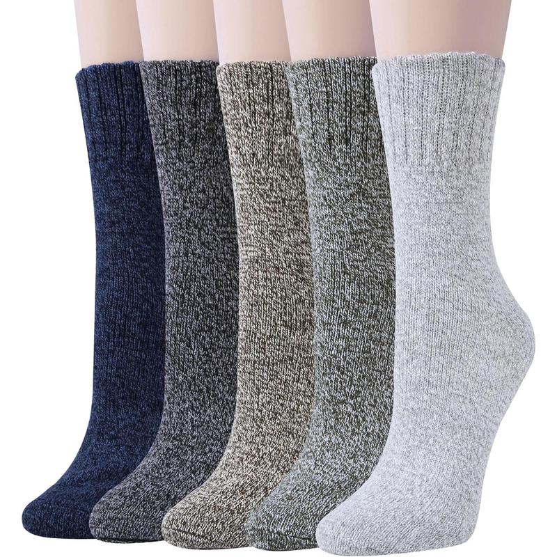 Loritta 5 Pairs Wool Socks for Women Gifts Winter Warm Thick Knit Cabin Cozy Crew Socks