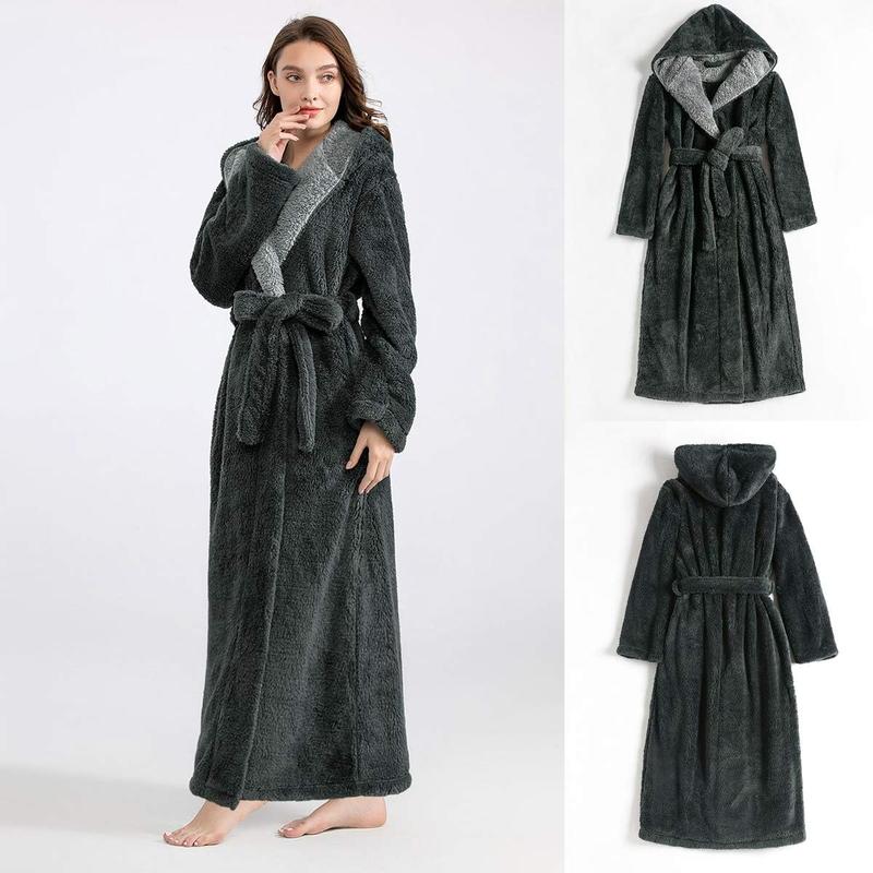 Robes for Women with Hood Long Soft Warm Full Length Bathrobes Luxurious Plush Fleece Winter Robes