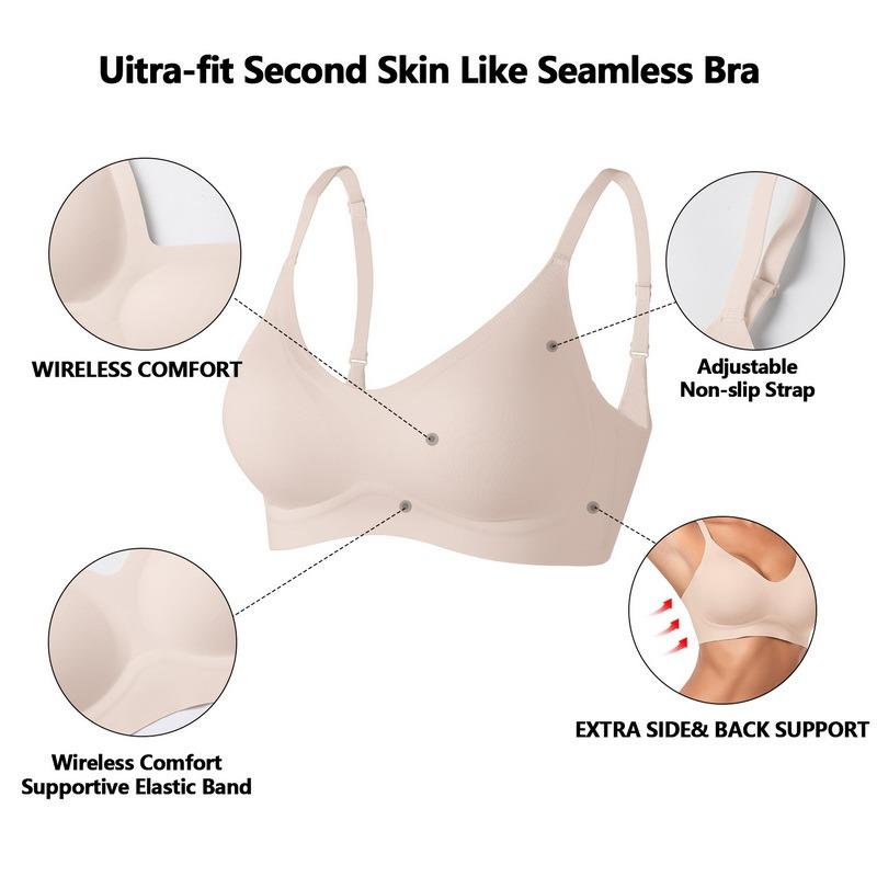 OEAK Womens Seamless Bra No Underwire Comfort Push Up Bras Buttery Soft Wireless Bralette Full Coverage Sport Everyday Bra