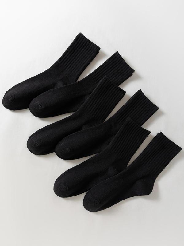 Women's Solid Crew Socks, Casual Soft Comfy Breathable Socks for Fall & Winter, Women's Socks for Daily Wear