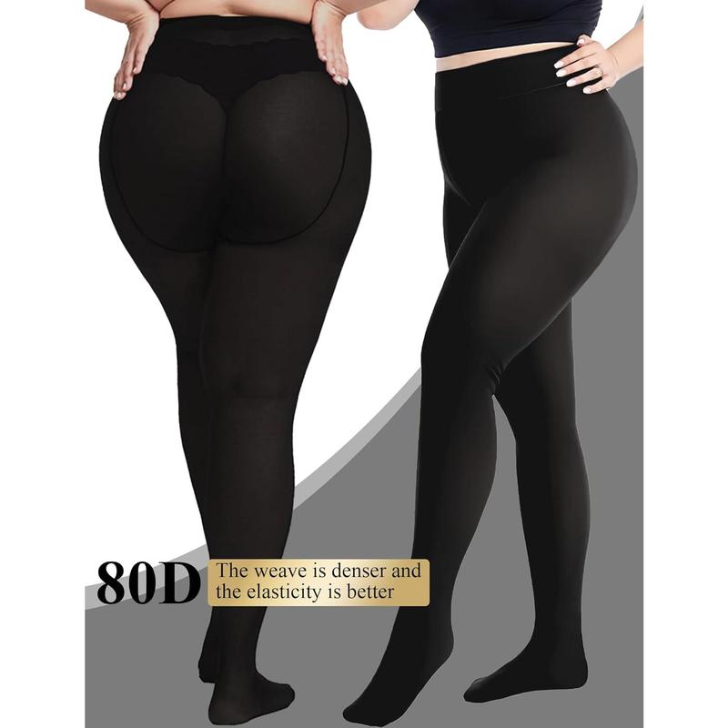 2 Pairs 80D Tights for Women,Women's Sheer Black Tights,Soft Opaque Pantyhose and Stockings for Comfort and Elegance