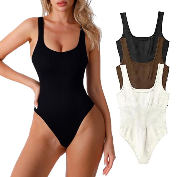 Women's Bodysuits Sexy Ribbed Sleeveless Square Neck Sleeveless Tank Tops Bodysuits Fashion Womenswear Comfortable Compression Comfortable Compression