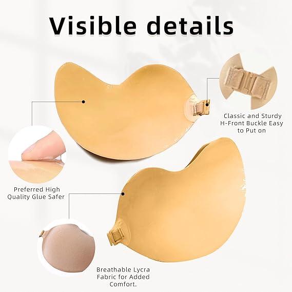 Sticky Bra 2 Pairs, Strapless Push Up Backless Bras for Women, Adhesive Invisible Lifting Bra