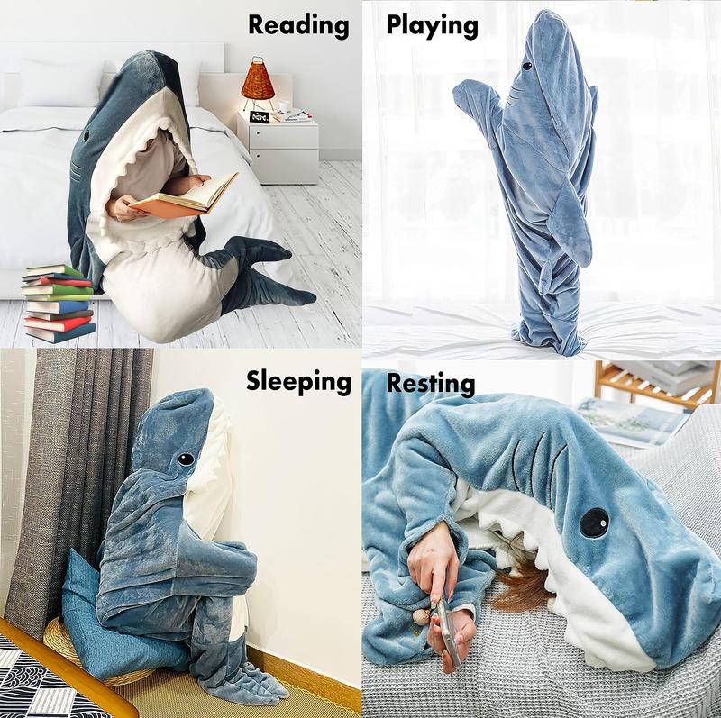 [Black Friday] Shark Blanket Hoodie Comfy Wearable Blanket Onesie Halloween Costumes for Cosplay