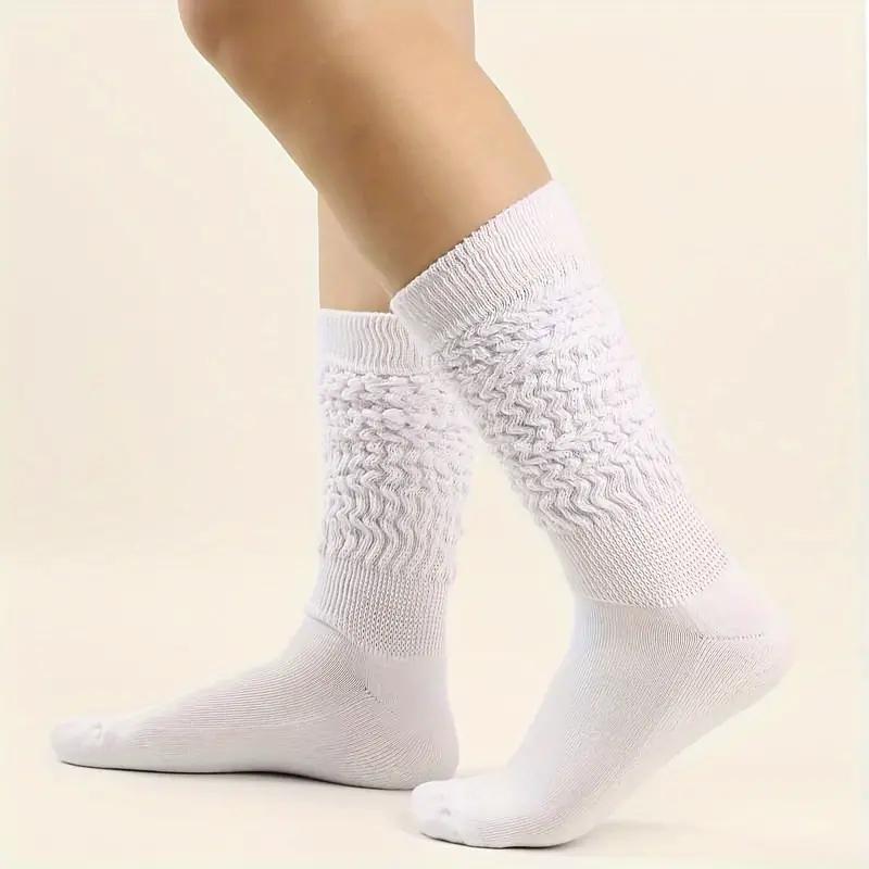 Women's Solid Color Ribbed Socks, 3 Pairs Soft Comfy Breathable Socks for Fall & Winter, Women's Socks for Daily Wear, Christmas Gift