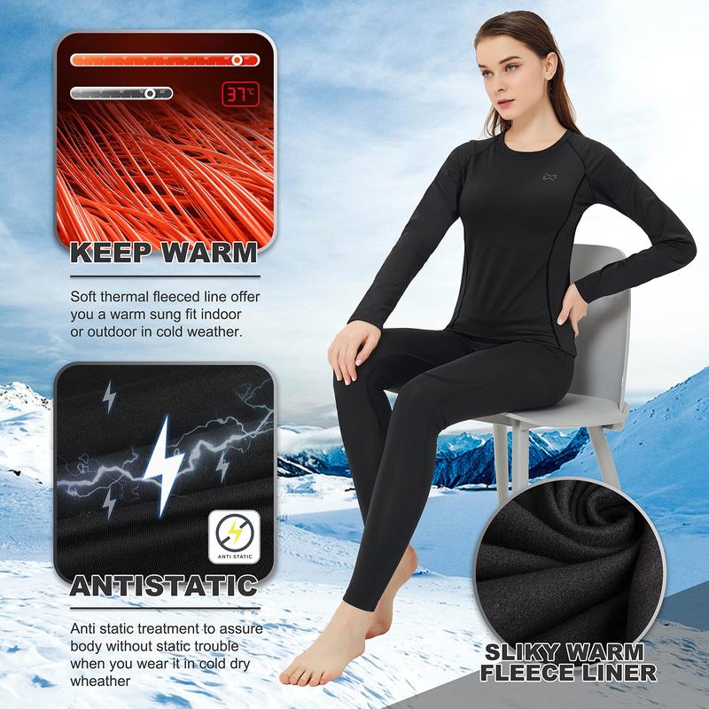 Thermal Underwear for Women Long Johns Ski Base Layer Thermal Top and Bottom Set with Fleece Lined for Cold Weather