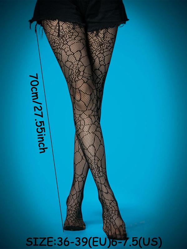 Women's Fishnet Tights, Halloween Themed Casual Comfy Breathable Spider Web & Skull Pattern Sheer Tights for Daily Wear, Fishnets Pantyhose, Ladies Tights for All Seasons Fall Wear 2024, Spirit Halloween 2024