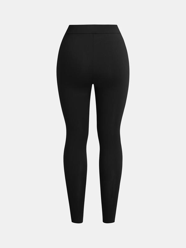 YOZY Black Friday Deals [3 colors] Solid Ripped Leggings  Casual Comfy Breathable Skinny Pants, 2024 Women's Summer Outfits for Daily Wear, Back To School Outfits, Christmas 2024 Trend, Thanksgiving Clothes, Fall Clothes, Winter Clothes