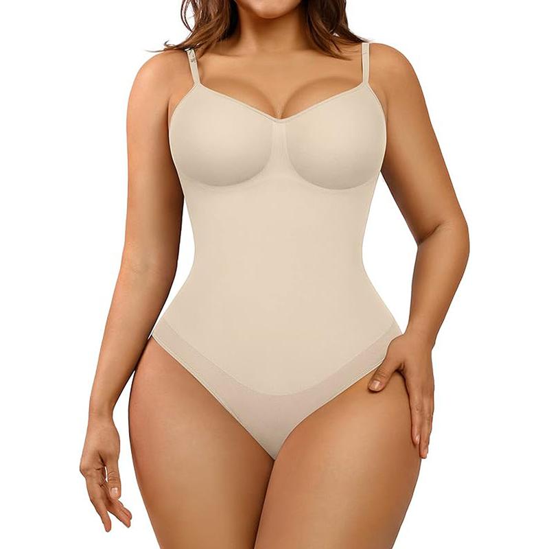 FeelinGirl Seamless Covered Bust Jumpsuit Thong Bodysuit-tts Fit Womenswear Breathable  Comfort Shaper 4 Nylon Hip