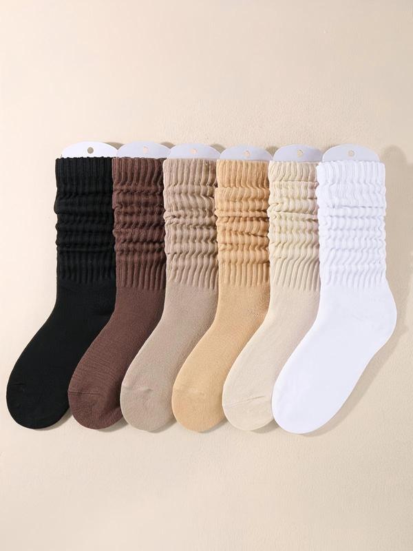 Women's Solid Crew Socks, Maillard color Baggy Socks, Multi-pack Soft Comfy Breathable Cozy Mid-calf Socksfor Daily Wear, Socks for Women, Comfort CasualWomenswear, Lady's Fall & Winter Socks &Hosiery, Fall Clothes