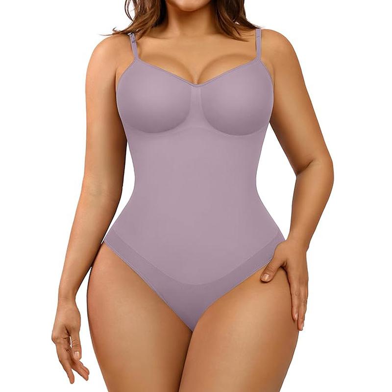 FeelinGirl Seamless Covered Bust Jumpsuit Thong Bodysuit-tts Fit Womenswear Breathable  Comfort Shaper 4 Nylon Hip