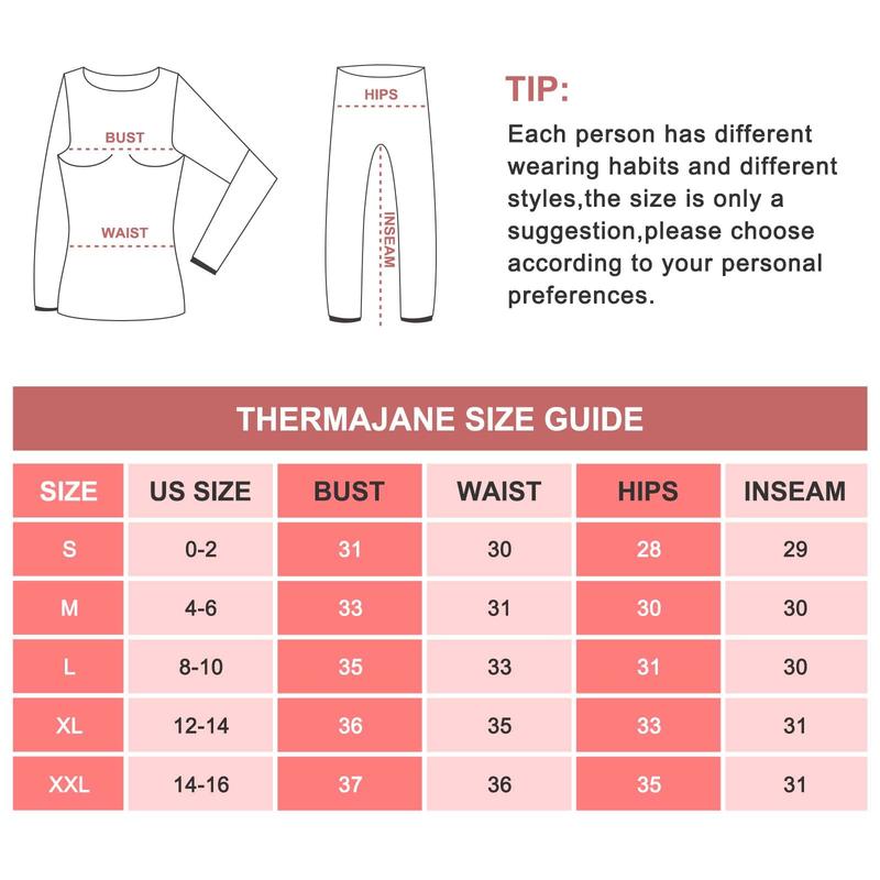 Thermal Underwear for Women Long Johns Ski Base Layer Thermal Top and Bottom Set with Fleece Lined for Cold Weather