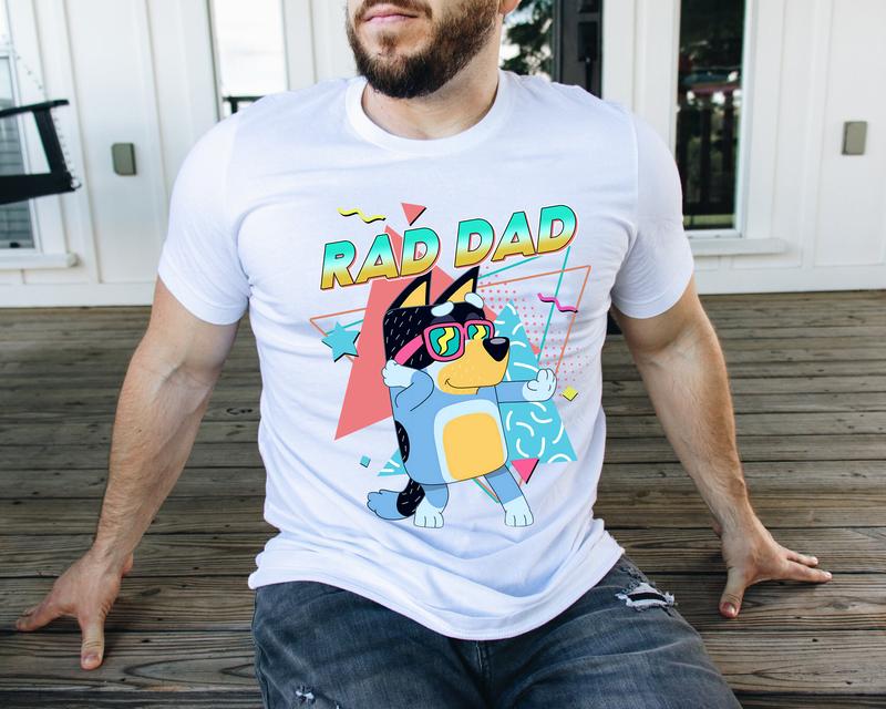 Bluey Rad Mom Shirt | Couple Bluey shirt | Bluey Rad Dad Shirt | Retro Mom Chilli Heeler Shirt | Retro Rad Dad Bluey Shirt | Bluey Mama Shirt | Best Dad Ever | Fathers day shirt