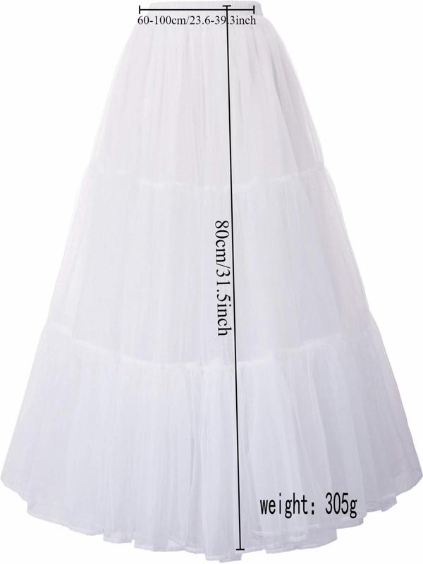 Women's Solid Ruffle Hem High Waist Petticoat, Elegant Soft A-line Skirt for Wedding Party, Fashionable Wedding Accessories for Women