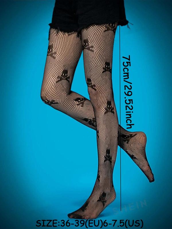 Women's Fishnet Tights, Halloween Themed Casual Comfy Breathable Spider Web & Skull Pattern Sheer Tights for Daily Wear, Fishnets Pantyhose, Ladies Tights for All Seasons Fall Wear 2024, Spirit Halloween 2024