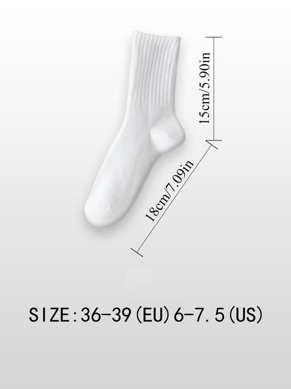 Women's Solid Crew Socks, Casual Soft Comfy Breathable Socks for Fall & Winter, Women's Socks for Daily Wear