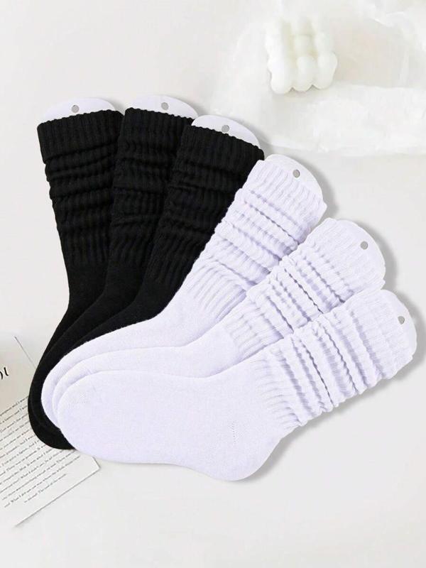 Women's Solid Color Crew Socks, Casual Comfy Breathable Socks for Daily Wear, Women's Socks for All Seasons