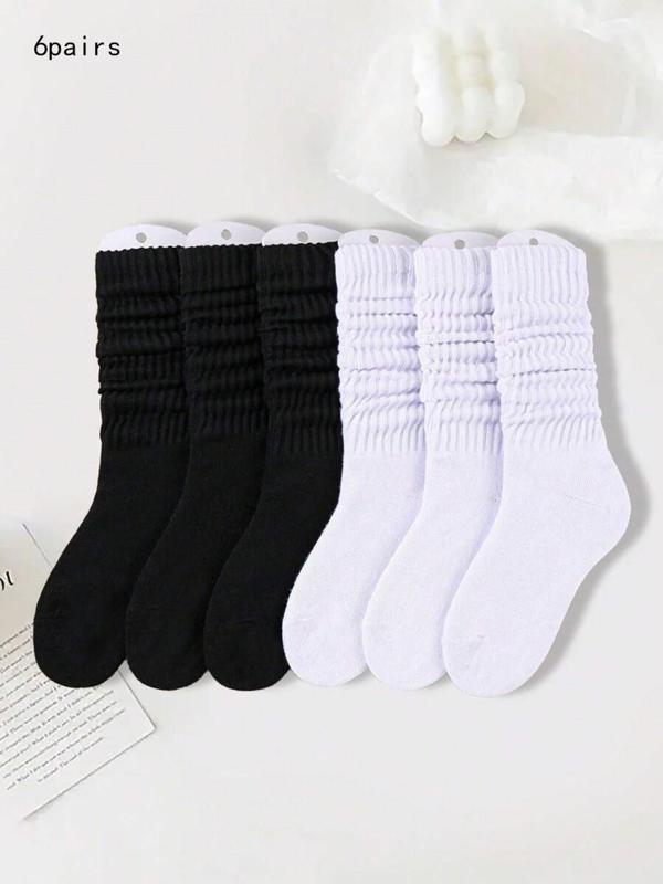 Women's Solid Color Crew Socks, Casual Comfy Breathable Socks for Daily Wear, Women's Socks for All Seasons