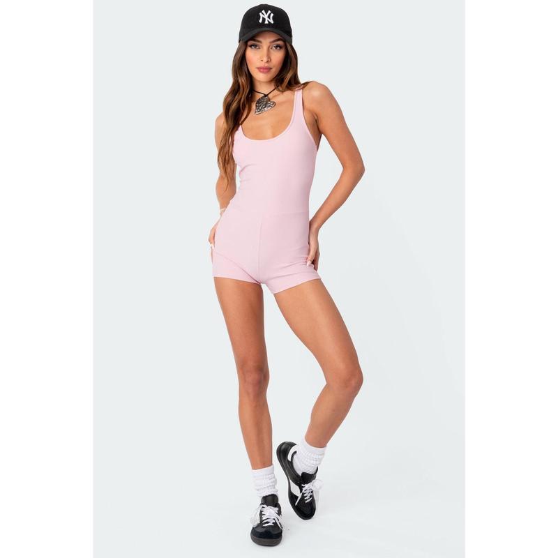 Drea Open Back Ribbed Romper