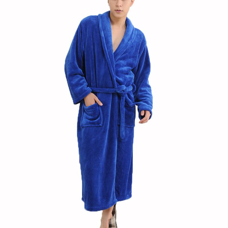 Bathrobe Long Sleeve Pajamas Solid Color Polo Collar Casual Flannel Nightgown Couple Homewear Womenswear Clothing