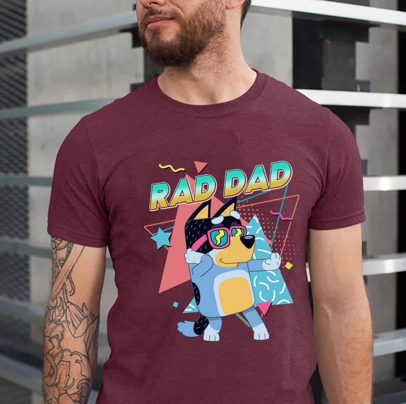 Bluey Rad Mom Shirt | Couple Bluey shirt | Bluey Rad Dad Shirt | Retro Mom Chilli Heeler Shirt | Retro Rad Dad Bluey Shirt | Bluey Mama Shirt | Best Dad Ever | Fathers day shirt