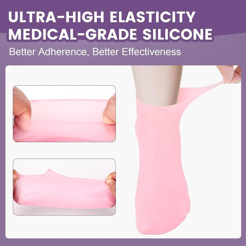 5 Pairs Silicone Socks for Dry Cracked Feet, Silicone Socks for Women, Silicone Foot Socks, Silicone Socks for Moisturizing Feet, Cracked Heel Treatment (5 Colors Assorted, Fits Up to Size 10)