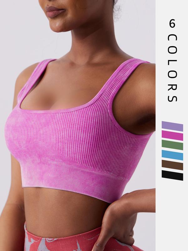 Women's Solid Ribbed Wireless Bra, Casual Comfortable Breathable Lingerie Top, Summer Clothes, Ladies Summer Bralettes Underwear