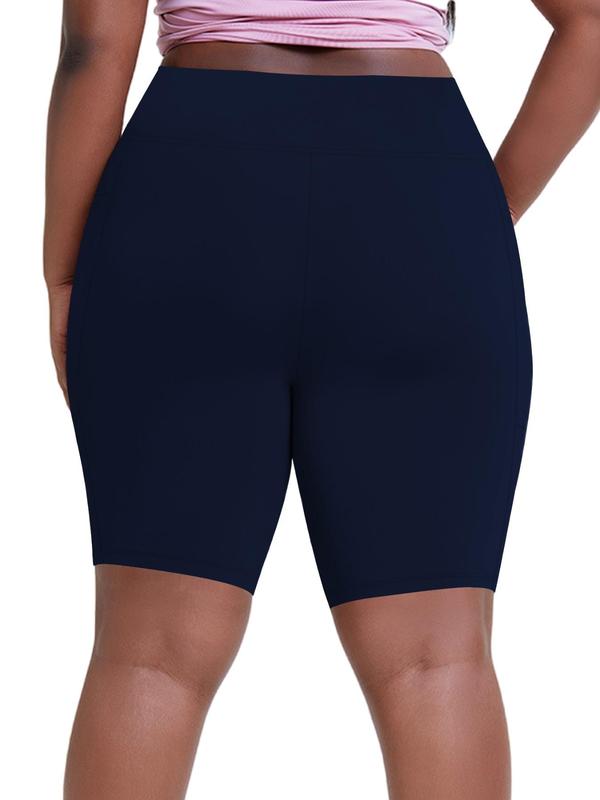 Plus Size Pocket High Waist Short Leggings, Casual High Stretch Seamless Skinny Shorts, Back To School Outfits, Summer Clothes Women, Lady's Bottoms