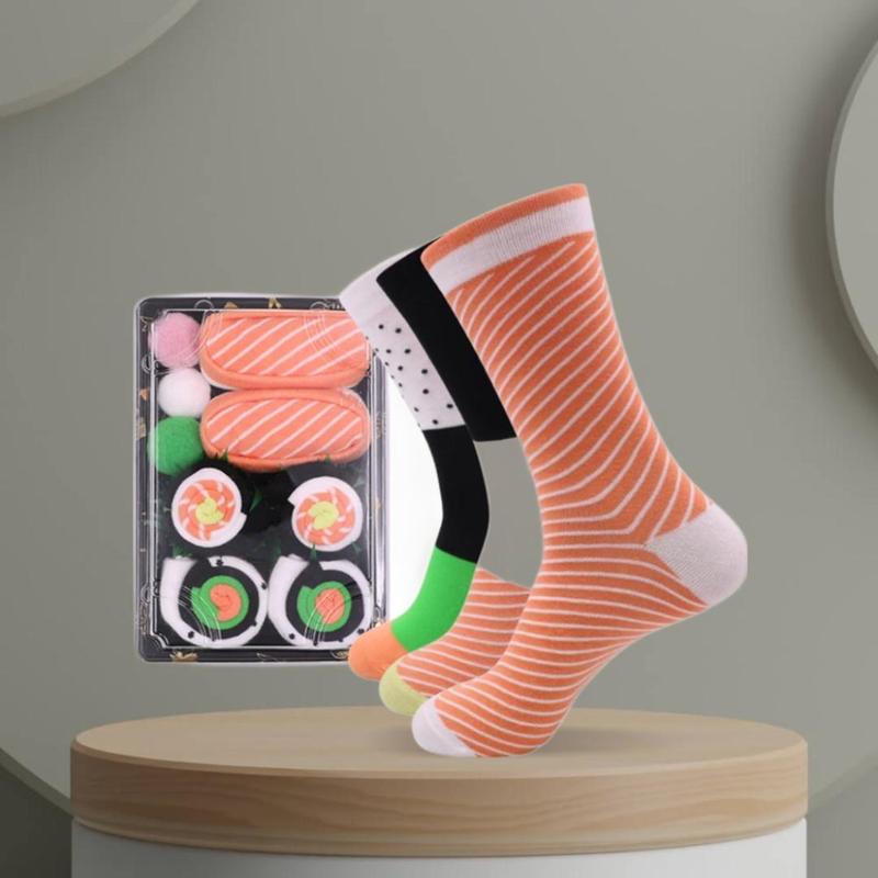 3-Pack Unisex Novelty Sushi Socks – Fun Gift Stocking Stuffer for Parties, Holidays, Birthdays, Halloween, and Christmas | Festive soft mid-calf socks