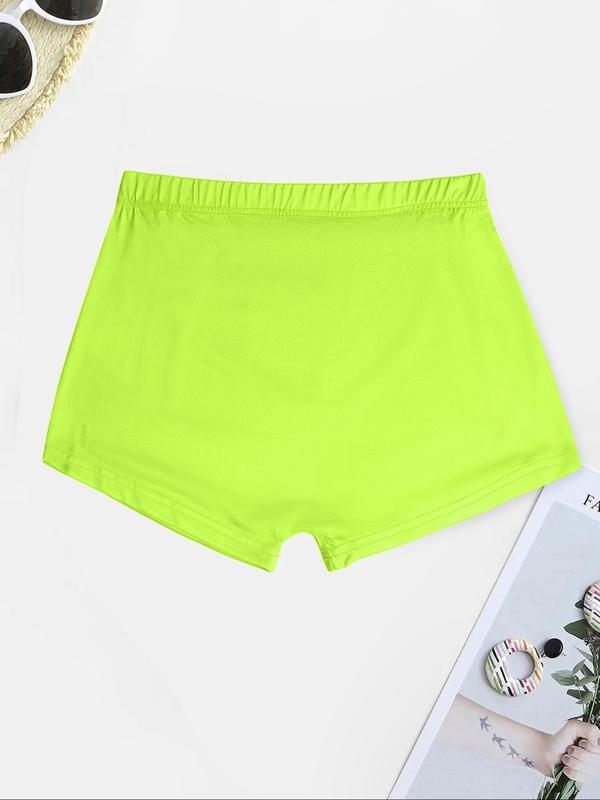 Women's Letter Print Skinny Shorts, Casual Comfy Elastic Waist Shorts for Daily Wear, Ladies Bottoms for Summer