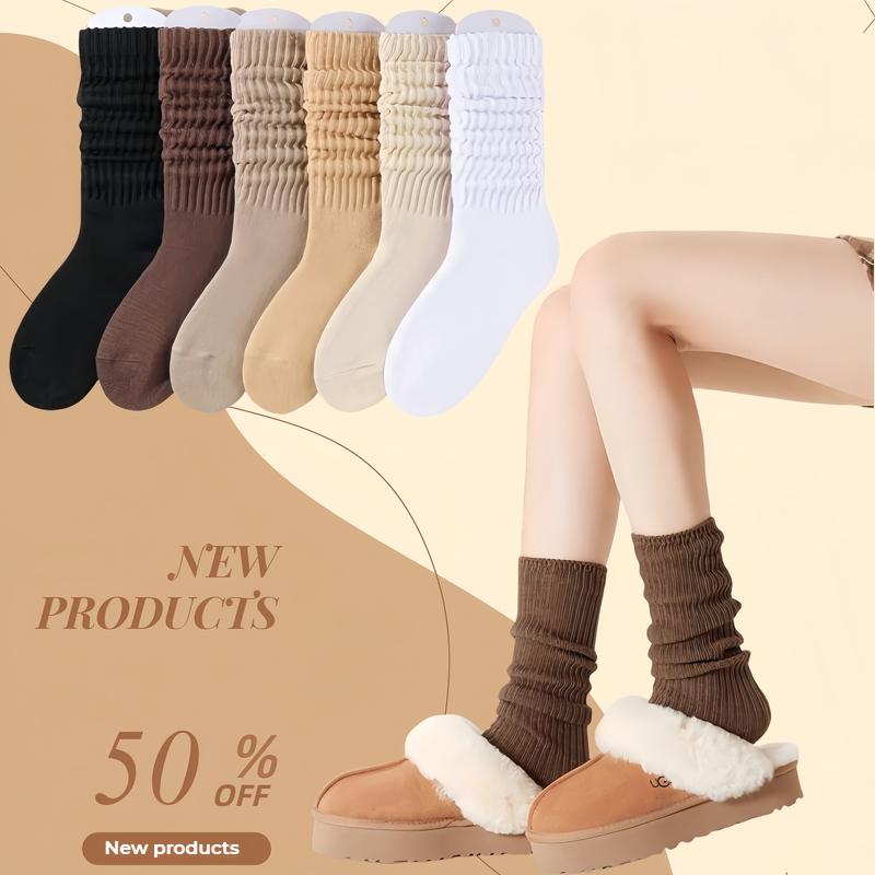 Women's Solid Crew Socks, Maillard color Baggy Socks, Multi-pack Soft Comfy Breathable Cozy Mid-calf Socksfor Daily Wear, Socks for Women, Comfort CasualWomenswear, Lady's Fall & Winter Socks &Hosiery, Fall Clothes