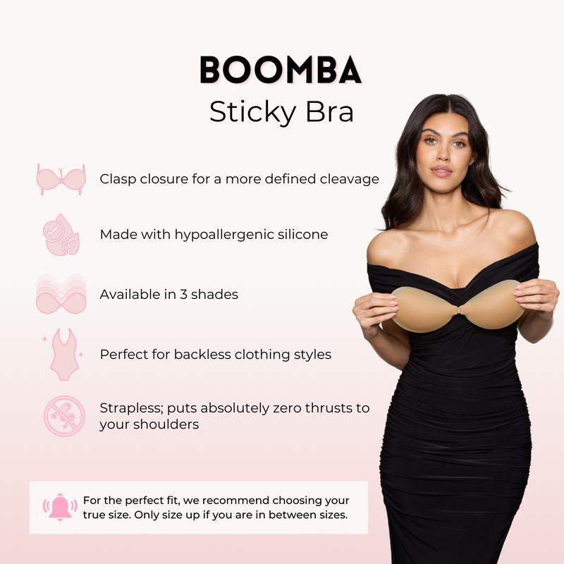 BOOMBA Adhesive Sticky Bra - Patented Fashion Sticky bra Inserts