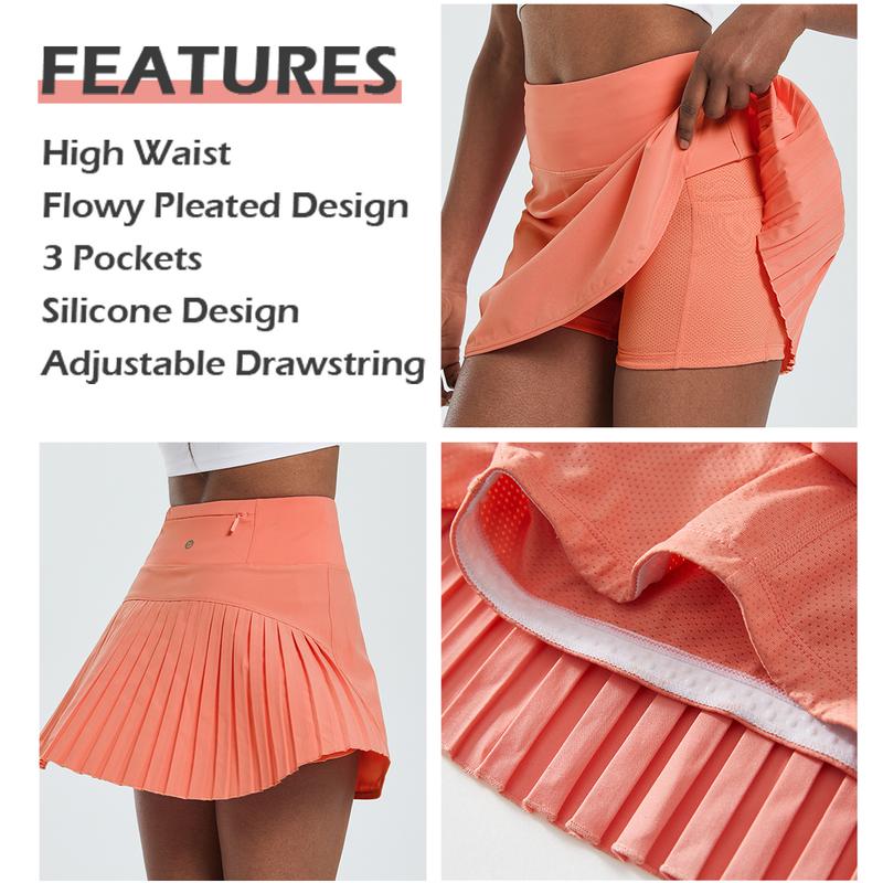 [BLACK FRIDAY SALES]baleaf Women's Flowy Pleated Tennis Skirts Tummy Control with Pockets High Waisted Lightweight Golf Shorts Skirts with Shorts