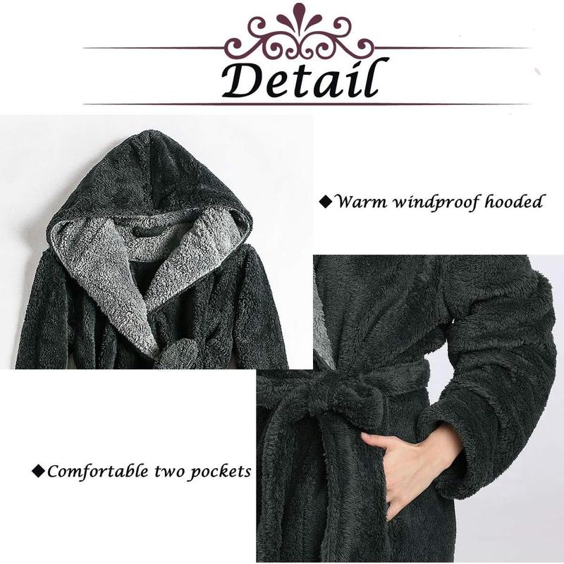 Robes for Women with Hood Long Soft Warm Full Length Bathrobes Luxurious Plush Fleece Winter Robes