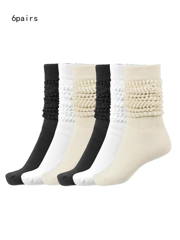 Women's Solid Color Crew Socks, Casual Comfy Breathable Socks for Daily Wear, Women's Socks for All Seasons