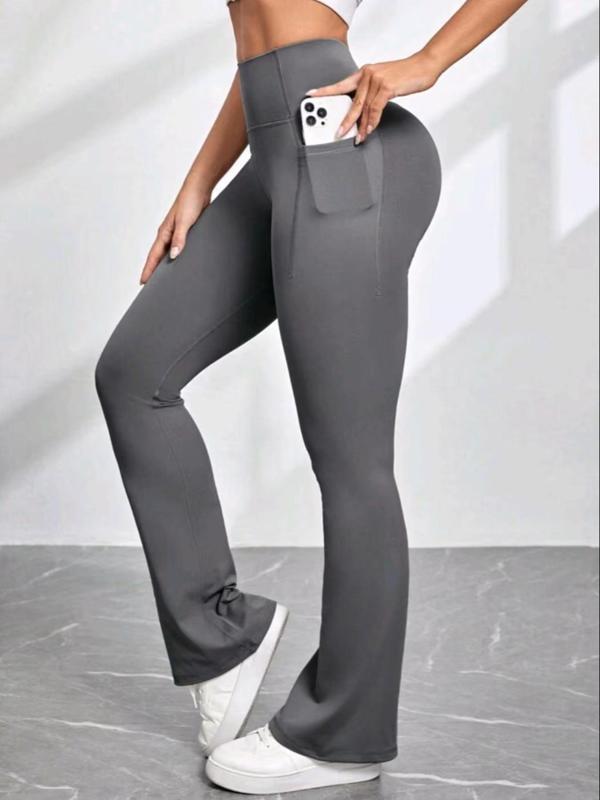 Women's Solid High Waist Pocket Leggings, Casual Comfy Tight-fitting Trousers for Daily Wear, Ladies Bottoms for All Seasons